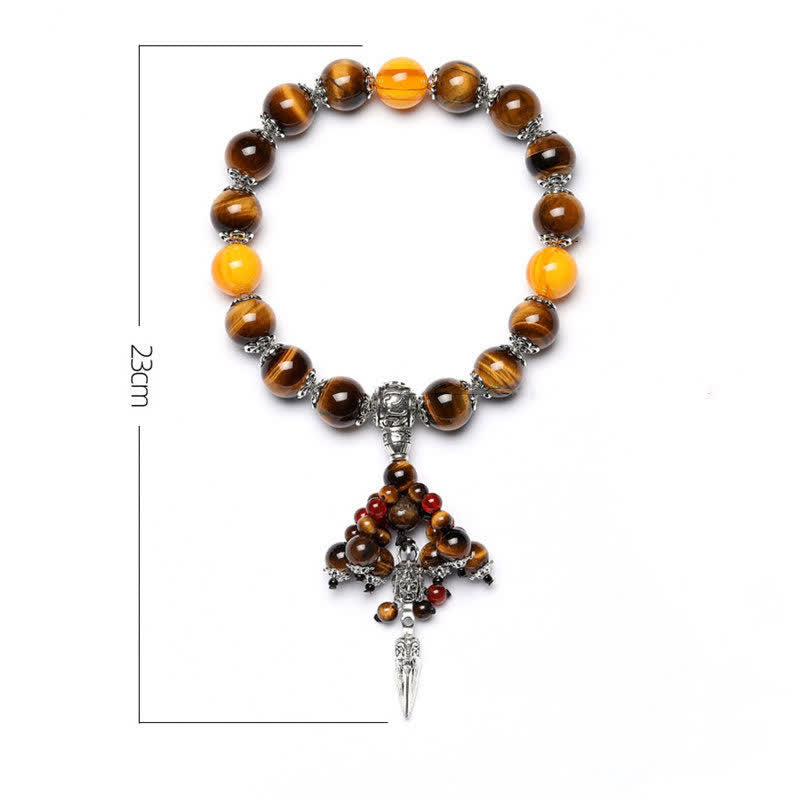 Buddha Stones Natural Tiger Eye Red Agate Dragon Vein Agate Stone Vajra Dorje Power Healing Bracelet Car Decoration Bracelet BS 10