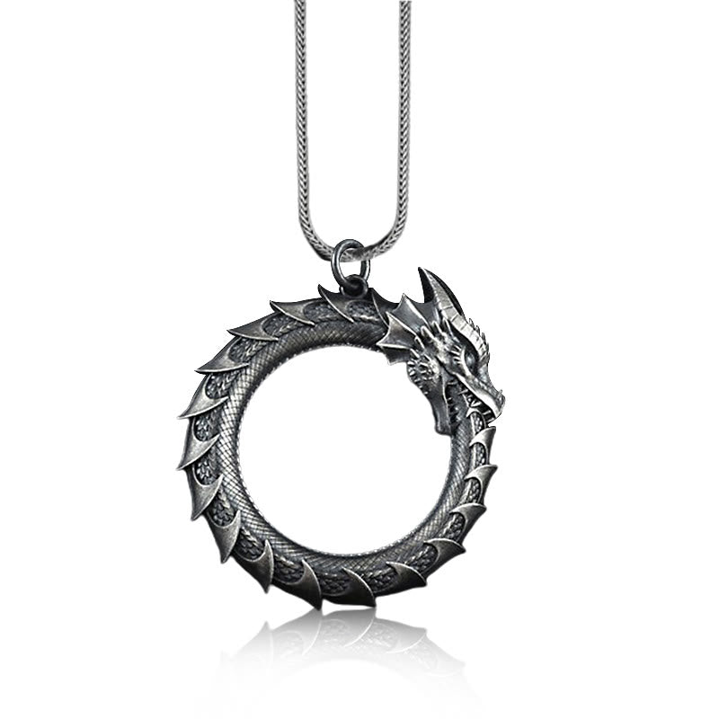 Buddha Stones Pure Tin Dragon Snake Protection Necklace Pendant Necklaces & Pendants BS 1