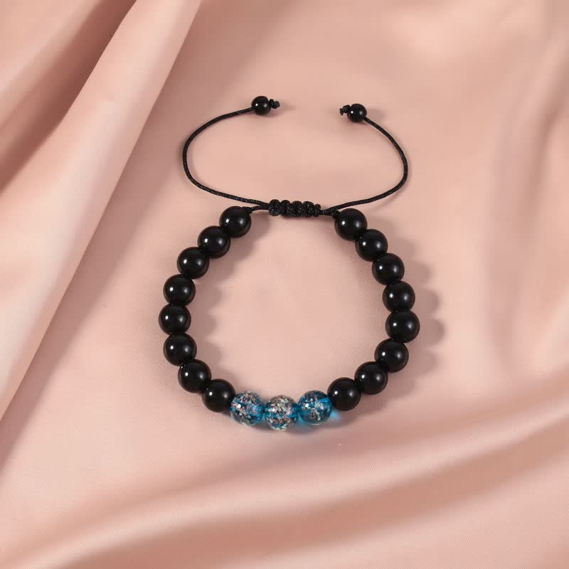 Buddha Stones Black Obsidian Luminous Glowstone Strength Bracelet Bracelet BS MediumSlateBlue