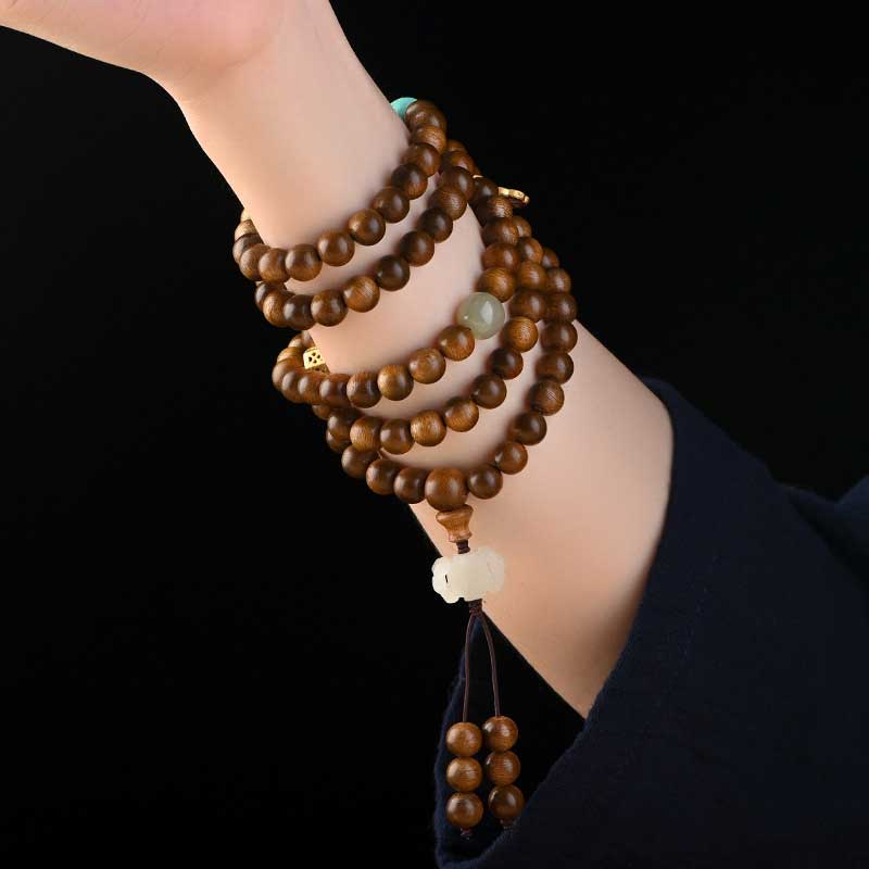 Buddha Stones Tibetan Rosewood Protection Calm Bracelet Mala Mala Bracelet BS 9