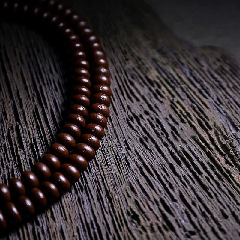 Buddha Stones Natural Tibet 108 Mala Beads Purple Bodhi Seed Three-eyed Dzi Bead Copper Dorje Harmony Bracelet Mala Bracelet BS 7