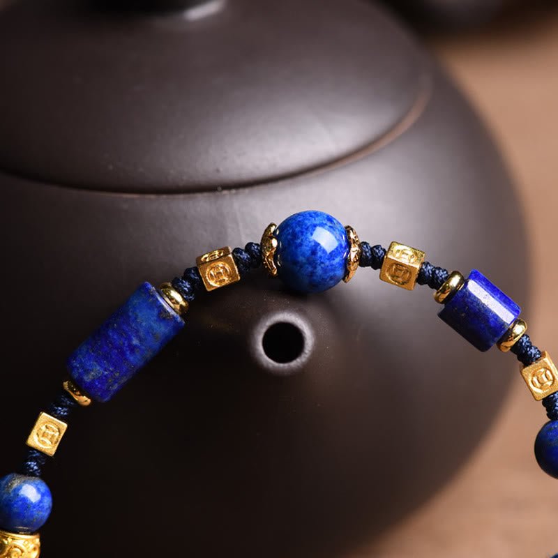 Buddha Stones Handmade Natural Lazurite Bead Positive Rope Bracelet - image 3