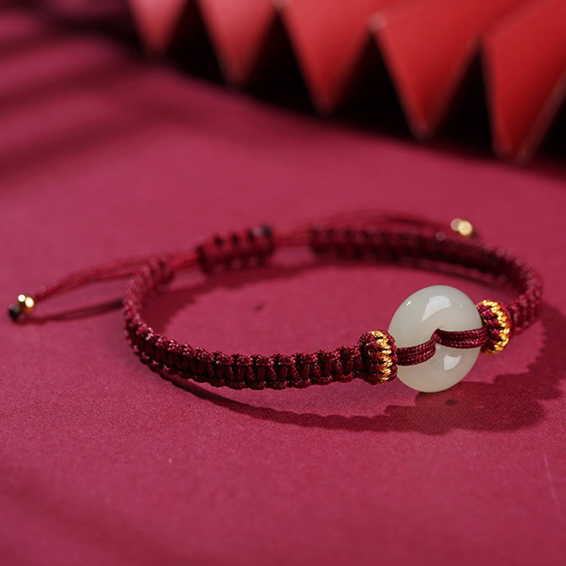 Buddha Stones Peace Buckle Jade Abundance Braided Bracelet Bracelet BS 2