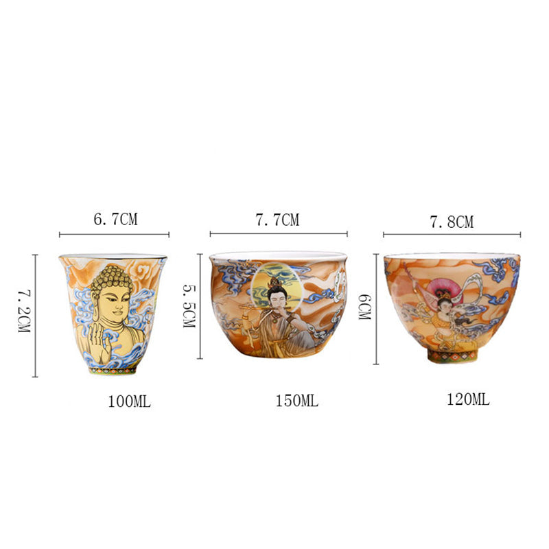 Buddha Stones Dunhuang Color Flying Apsaras Teacup Kung Fu Tea Cup Cup BS 20