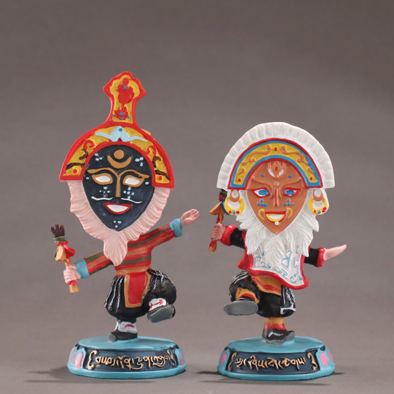 Buddha Stones Tibetan Opera Face Mask Puppet Home Office Car Decoration Ornament Desk Decoration BS 3
