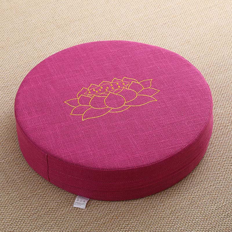 Buddha Stones Lotus Embroidery Cotton Linen Meditation Seat Cushion Decorations BS Soft 40cm*10cm HotPink