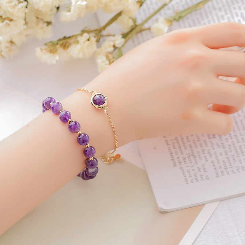 Buddha Stones Sun Stone Strawberry Quartz Crystal Positive Bracelet Bracelet BS Amethyst