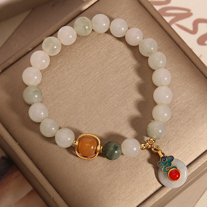 Buddha Stones Jade Auspicious Clouds Red Agate Citrine Prosperity Bracelet 5
