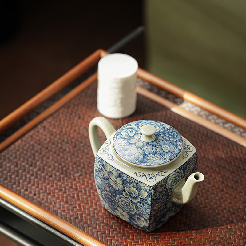 Buddha Stones Blue and White Porcelain Chinese Gongfu Tea Ceramic Kung Fu Teapot Cup Tea Filter Canister Teapot BS 12