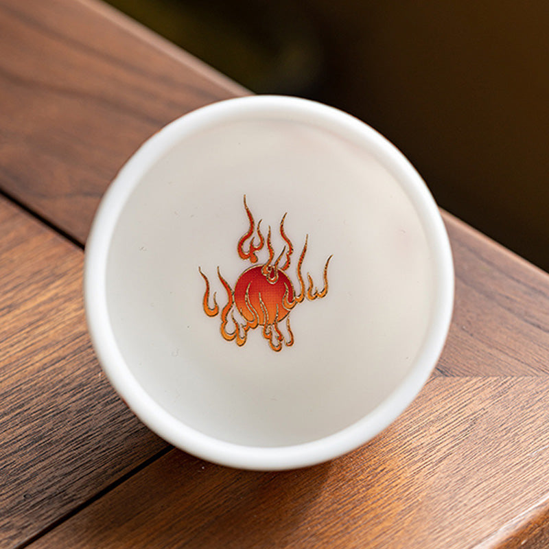 Buddha Stones Dragon Phoenix Auspicious Clouds Ceramic Teacup Kung Fu Tea Cup With Gift Box Cup BS 5
