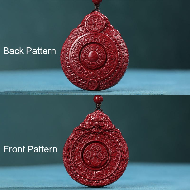 Buddha Stones Chinese Zodiac Natural Cinnabar Bagua Amulet Keep Away Evil Spirits Necklace Pendant Necklaces & Pendants BS 4