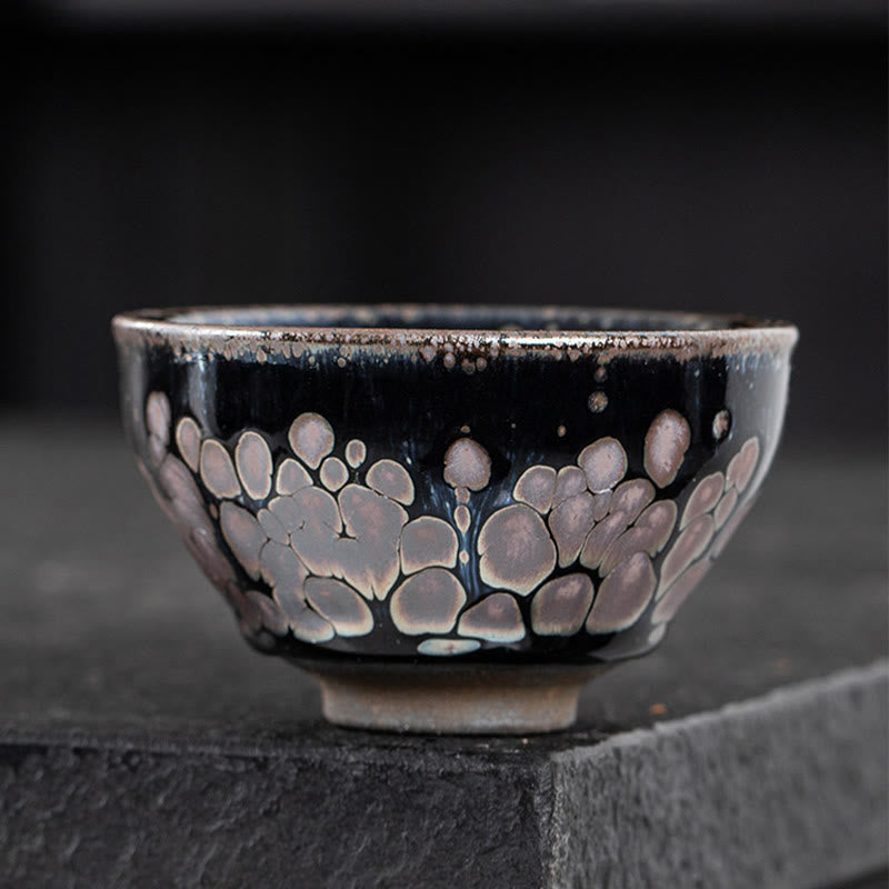 Buddha Stones Handmade Cherry Blossoms Sakura Design Chinese Jianzhan Ceramic Teacup Kung Fu Tea Cup Jian Zhan Tea Cup BS 2