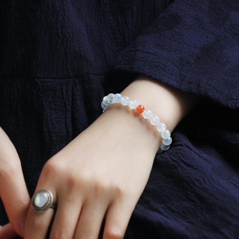 Buddha Stones Moonstone Calm Healing Positive Bracelet Bracelet BS 2