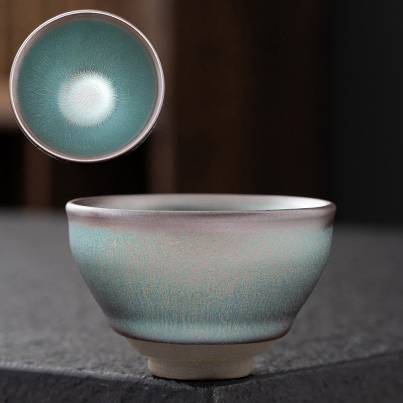 Buddha Stones Vintage Pink Colorful Chinese Jianzhan Kiln Change Ceramic Teacup Kung Fu Tea Cup Bowl Jian Zhan Tea Cup BS 1