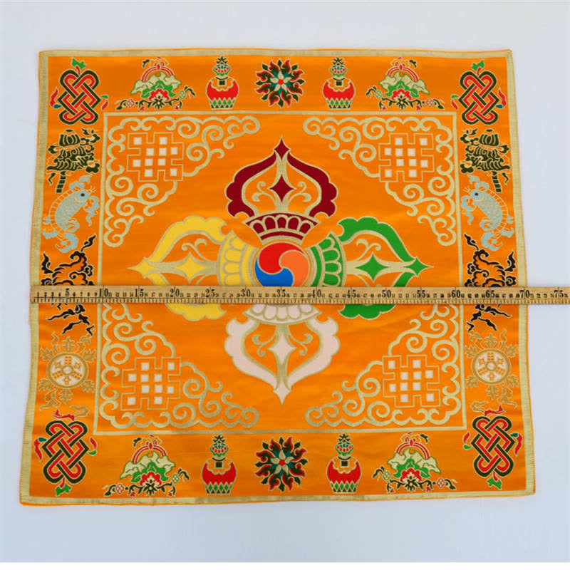 Buddha Stones Flower Endless Knot Prayer Altar Mat Healing Meditation 8 Auspicious Symbols Mat Table Runner Prayer Altar BS 23