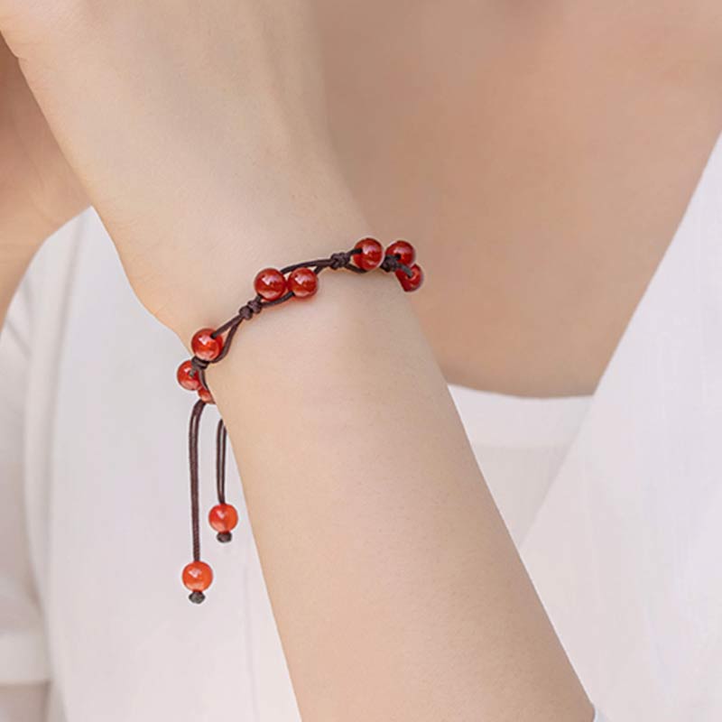 Foviel Red Agate Moss Agate Cinnabar Calm Bracelet