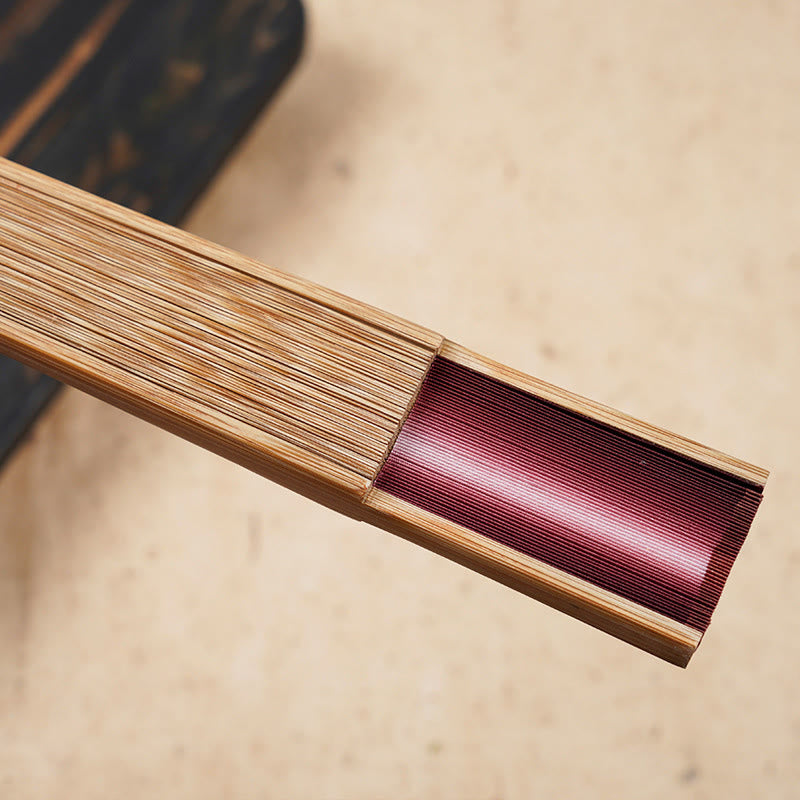 Buddha Stones Solid Color Gradient Hollow Engraved Handheld Bamboo Folding Fan Folding Fan BS 7