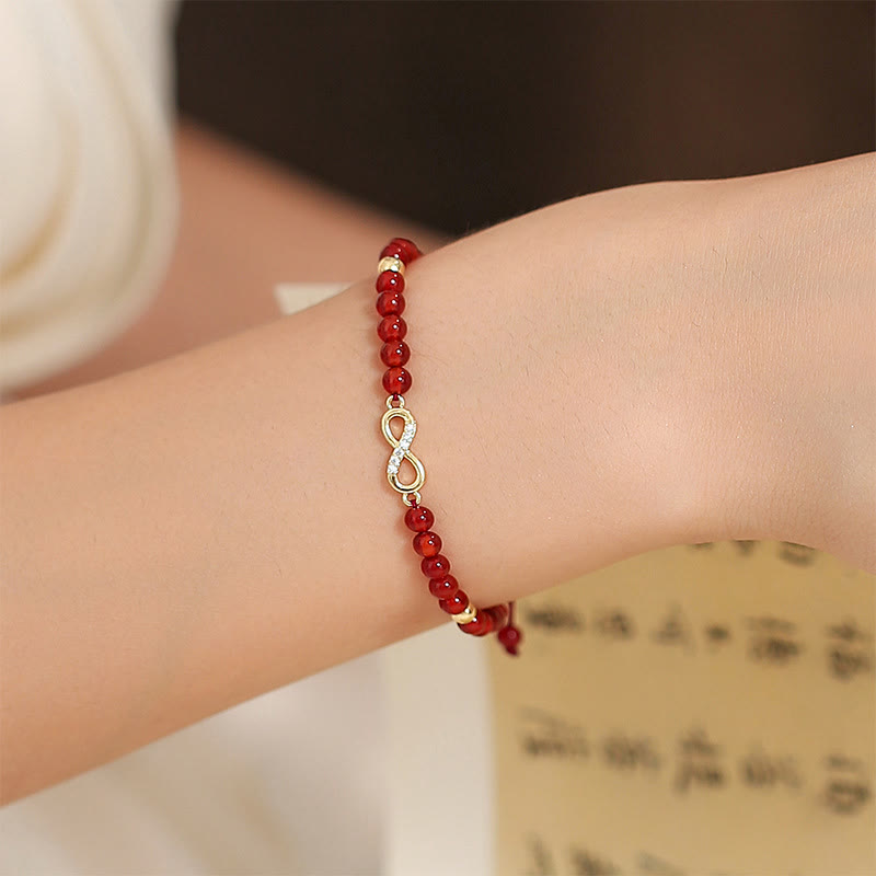 Natural Red Agate Endless Knot Four Leaf Clover Star Confidence String Bracelet Bracelet BS 2