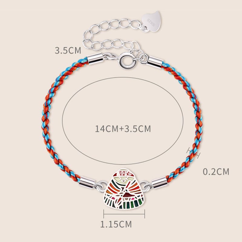 Buddha Stones 925 Sterling Silver Zongzi Pattern Luck Multicolored Handcrafted Bracelet Bracelet BS 6