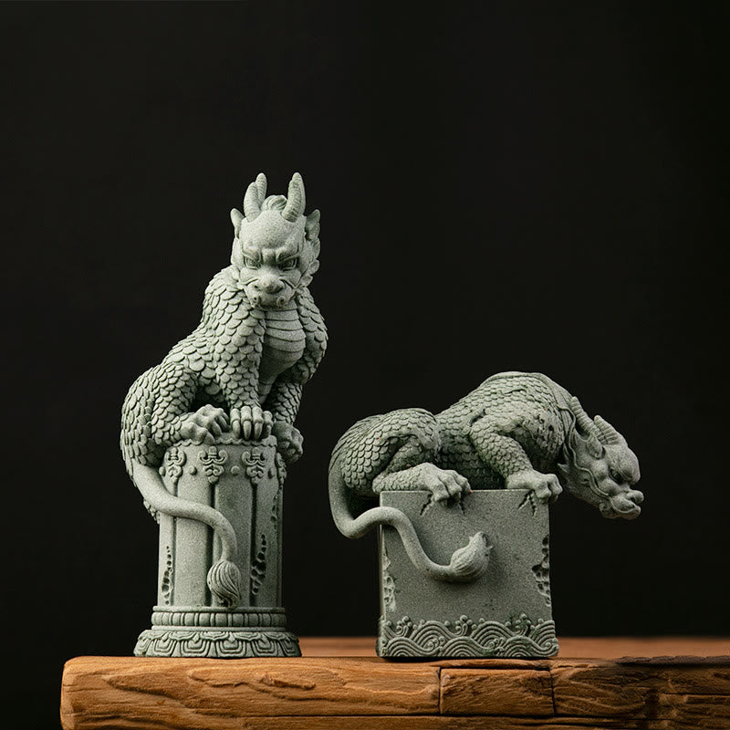 Buddha Stones Feng Shui Standing Sitting Dragon Success Luck Home Decoration Decorations BS 1