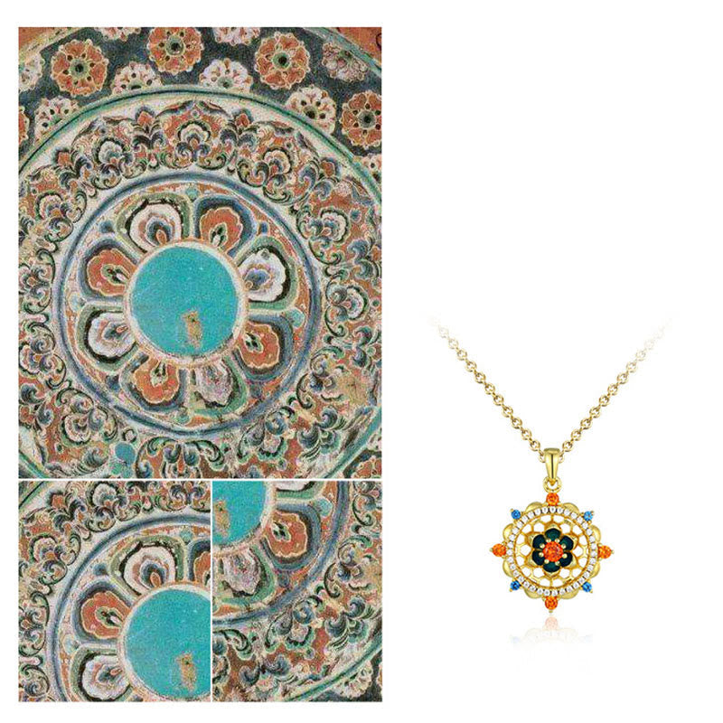 Buddha Stones 925 Sterling Silver Lotus Flower Colorful Zircon New Beginning Necklace Pendant Necklaces & Pendants BS 6