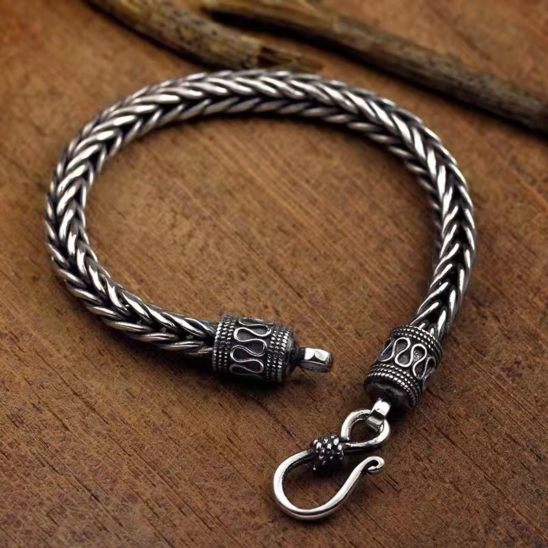Buddha Stones Vintage Dragon Keel Braided Twisted Design Wealth Buckle Bracelet Bracelet BS 1