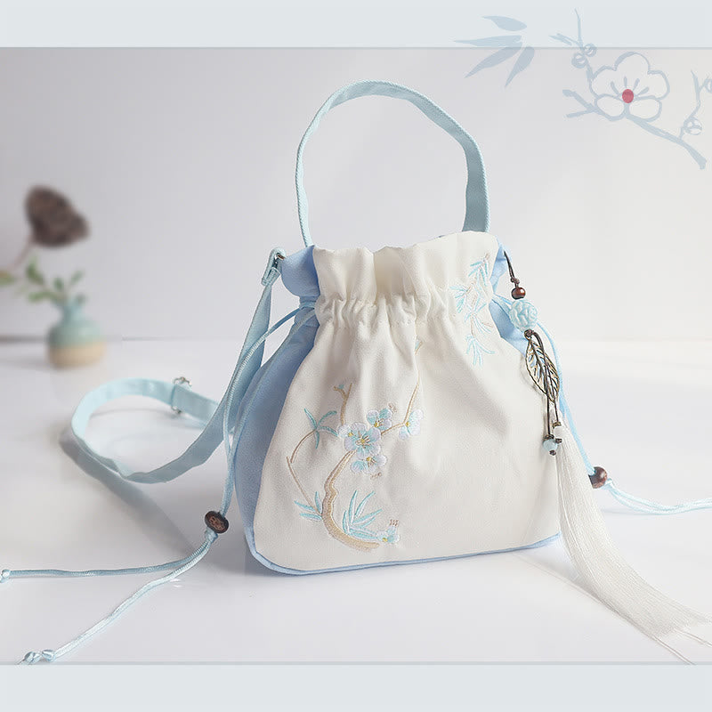 Buddha Stones Handmade Embroidered Flowers Canvas Tote Shoulder Bag Handbag Bag BS 29