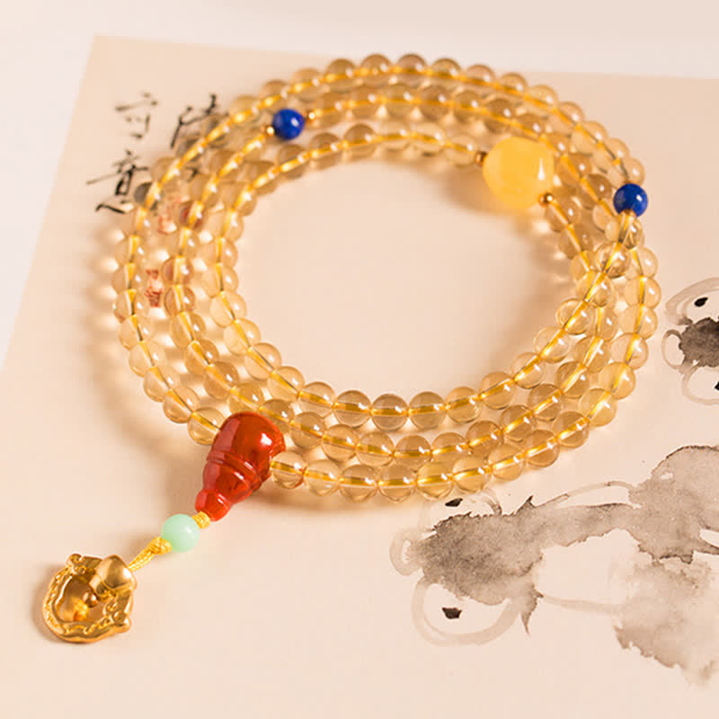 925 Sterling Silver 108 Mala Beads Natural Citrine Red Agate Amber Pleasure Charm Bracelet Mala Bracelet BS 11