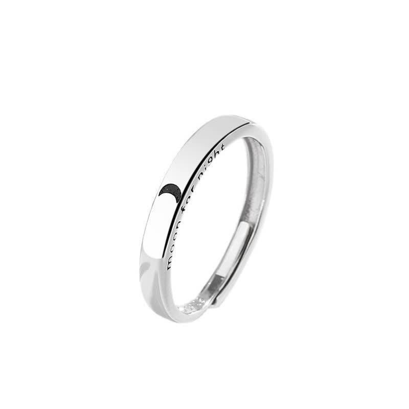 Buddha Stones 925 Sterling Silver Sun Moon Protection Adjustable Couple Ring Ring BS Women (Moon)