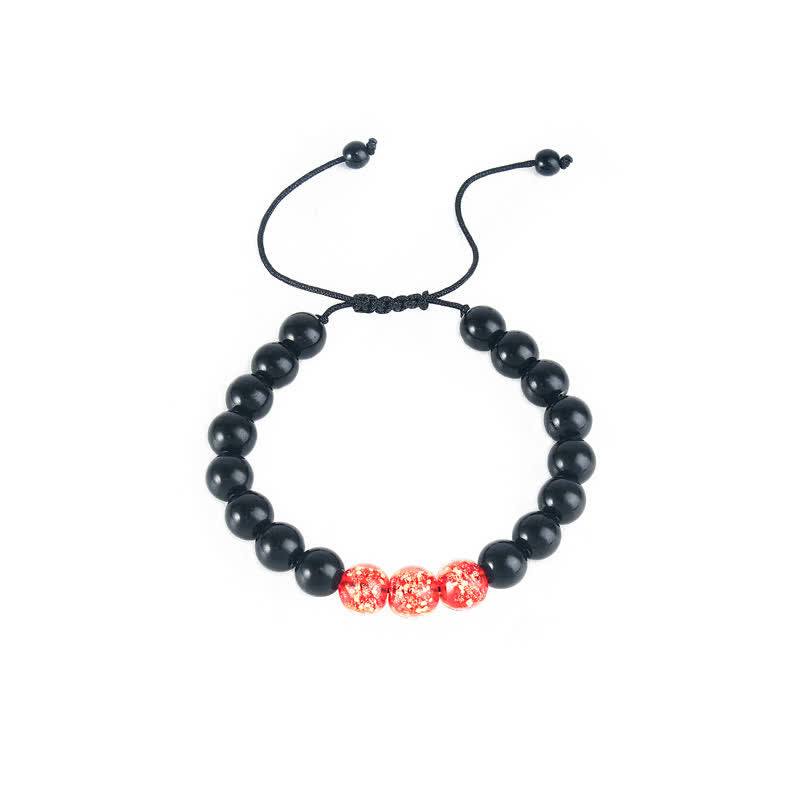 Buddha Stones Black Obsidian Luminous Glowstone Strength Bracelet Bracelet BS 10