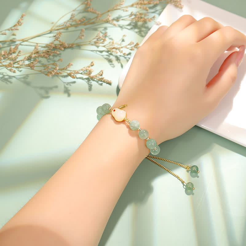 Foviel Year of the Rabbit Natural Green Aventurine Luck Bead Bracelet