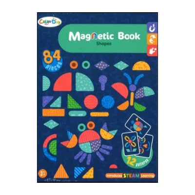 Fidtoy Magnetic Shape Book for Kids – 84 PCS Magnetic Geometry Puzzle Learning Toy with 12 Patterns & 6 Double-Sided Cards for STEAM Education, Travel Play & Creative Thinking Age 3+