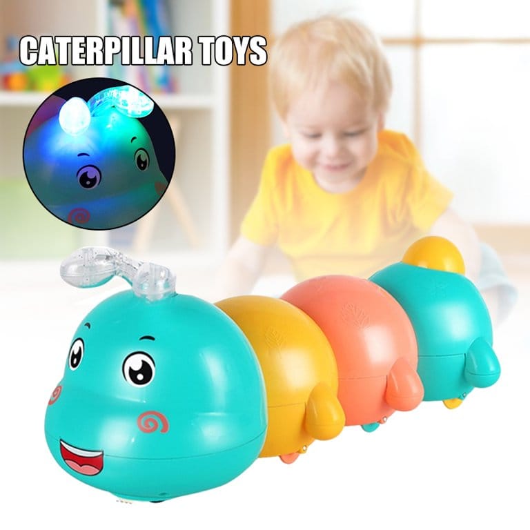 Fidtoy Magnetic Electric Caterpillar Light Sound Toy Set for Toddlers Crawling Music Play Age 12M+