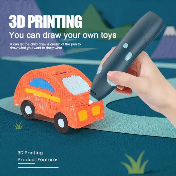 Fidtoy 3D Drawing Fun Rechargeable Printing Pen for Kids, Low-Temperature 3D Printing Pen Set with PCL Refills, Teaching Diagrams, USB Charging Cable, Creative STEM Art Toy Ages 3-6