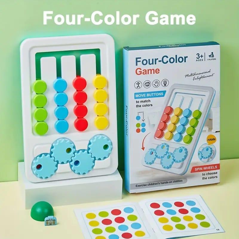 Fidtoy 2in1 Four Color Matching Gear Pattern Logic Game, Plastic Manual Color Matching Gear Puzzle, Spatial Awareness and Numeracy Logic Toy Ages 2-6
