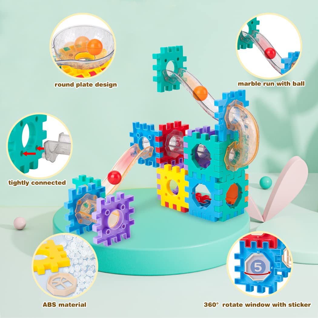 Fidtoy Pipeline Marble Ball Track Connecting Building Blocks 125pcs STEM Marble Run Construction Toy for Kids Ages 3+
