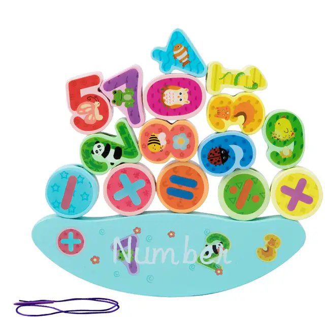 Fidtoy Wooden Balance Block and Lacing Set for Kids