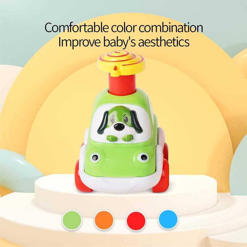 Fidtoy Press-to-Go Animal Car Toy Set for Toddlers 2+ 4Pcs | Motor Skill & Color Learning