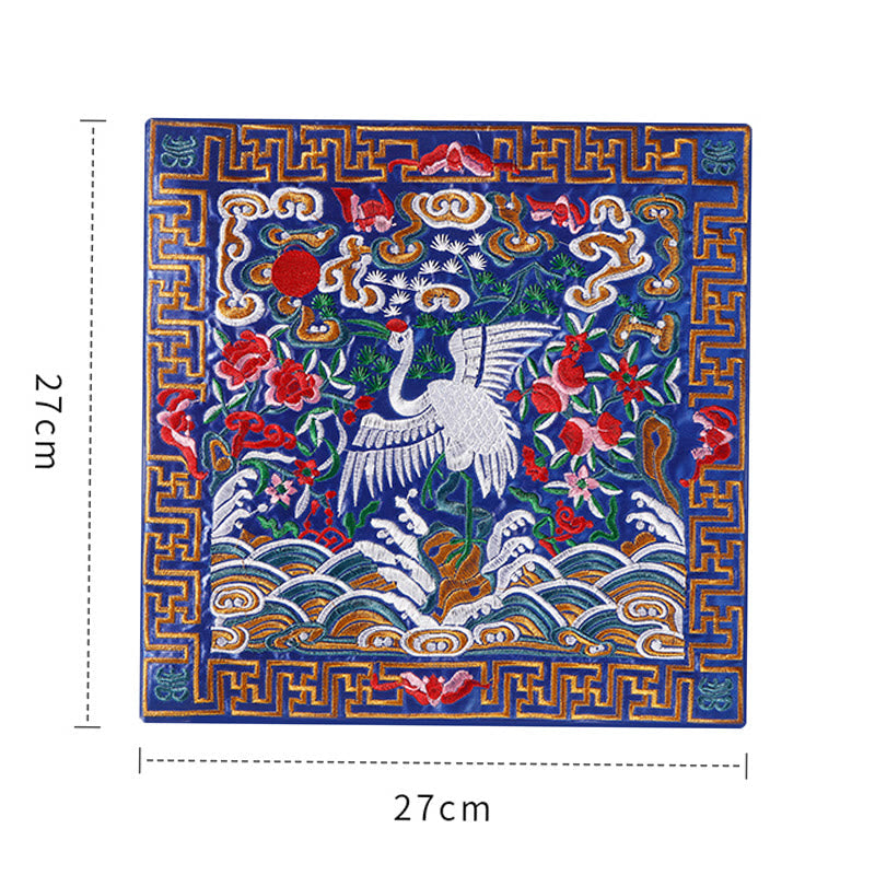 Buddha Stones Crane Phoenix Dragon Kirin Embroidered Cup Mat Pad Tea Cup Coaster Square Kung Fu Tea Mat Tea Mat BS 6