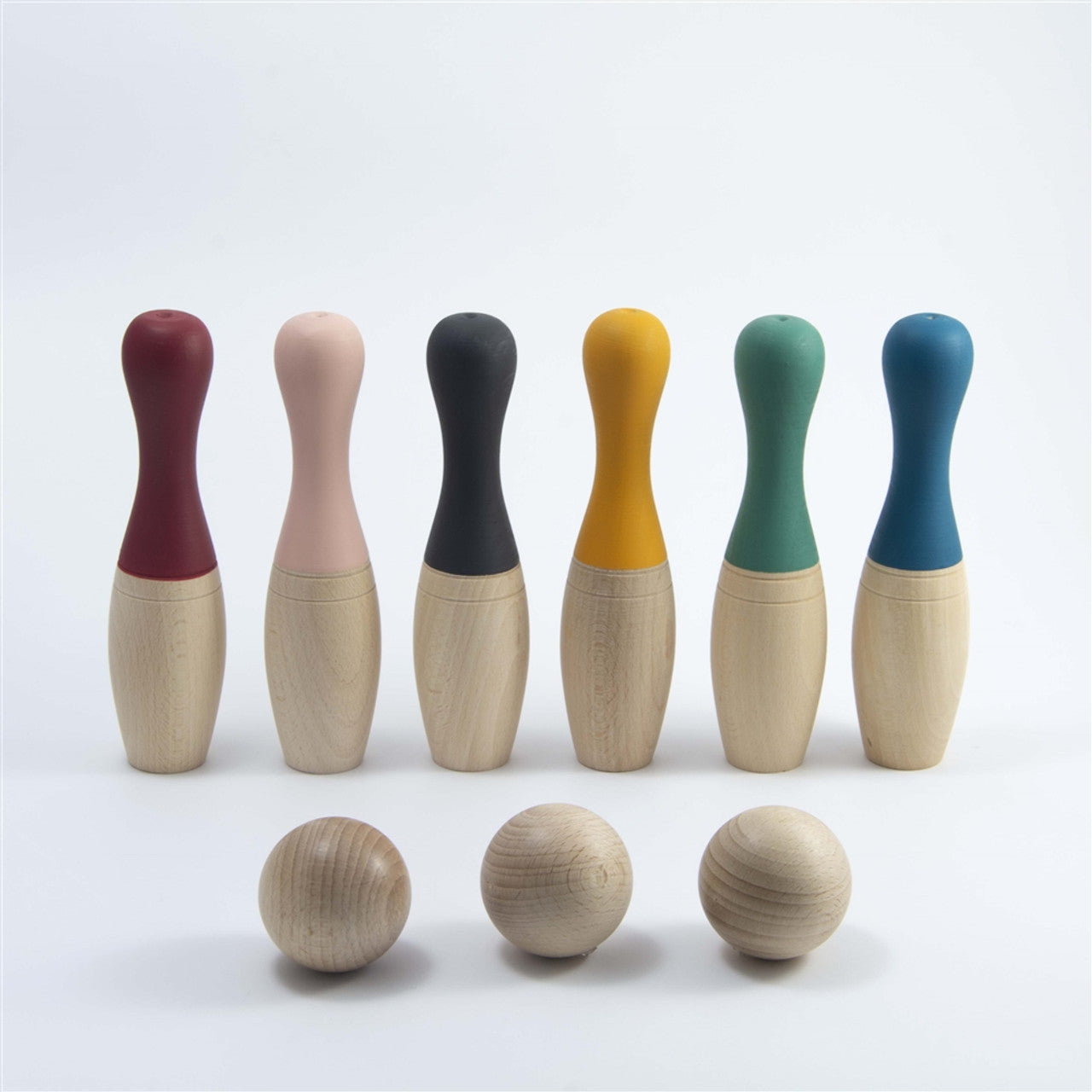Set de bolos de madera para niños