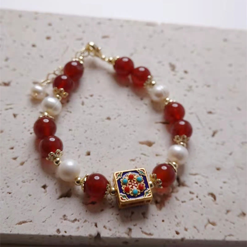 Buddha Stones Red Agate Pearl Confidence Self-acceptance Bracelet Bracelet BS 14