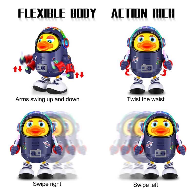 Fidtoy Space Duck Juguete Musical para Niños Pequeños | Aprendizaje Sensorial Interactivo con LED y Música