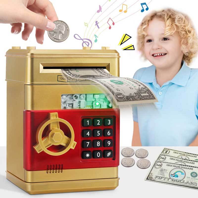Fidtoy Cute Piggy Bank for Girls | Educational Mini ATM Toy for Kids to Learn Saving at Home