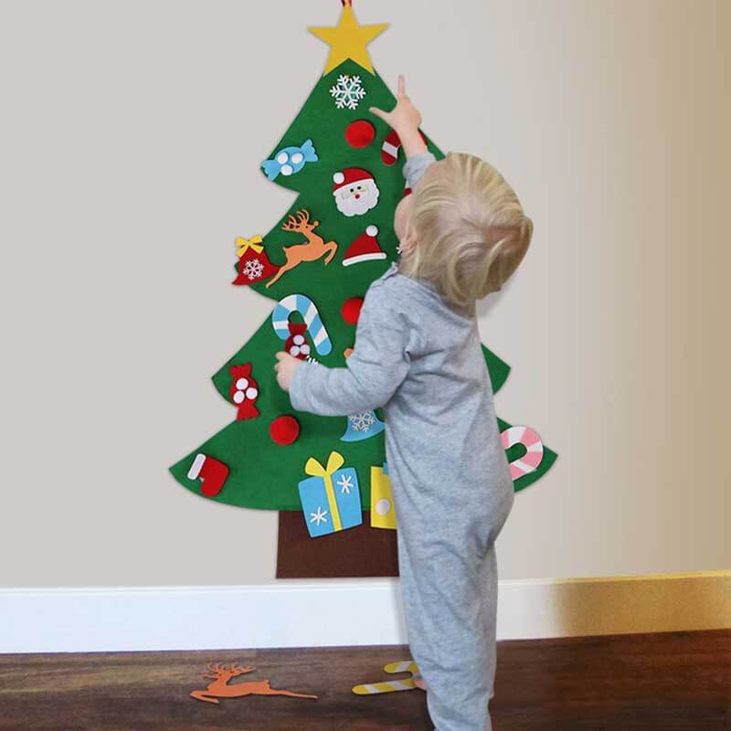 Fidtoy DIY Felt Christmas Tree Set with 30 Ornaments – Montessori Holiday Activity for Toddlers