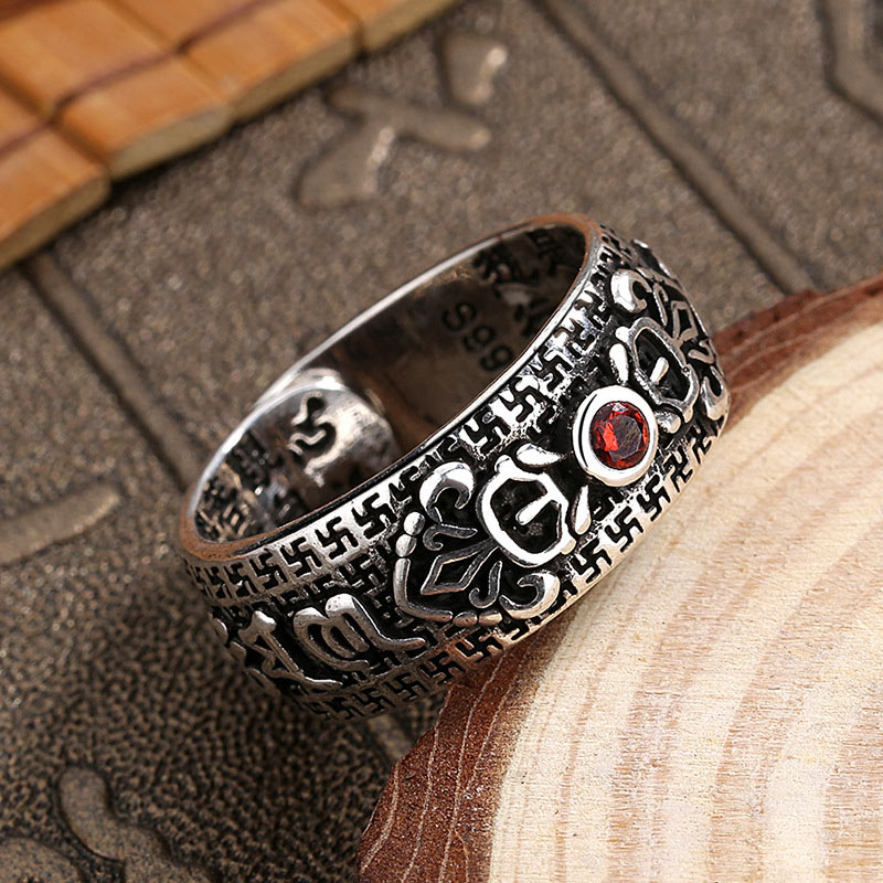Buddha Stones Tibetan Ruby Copper Wealth Ring Rings BS 3