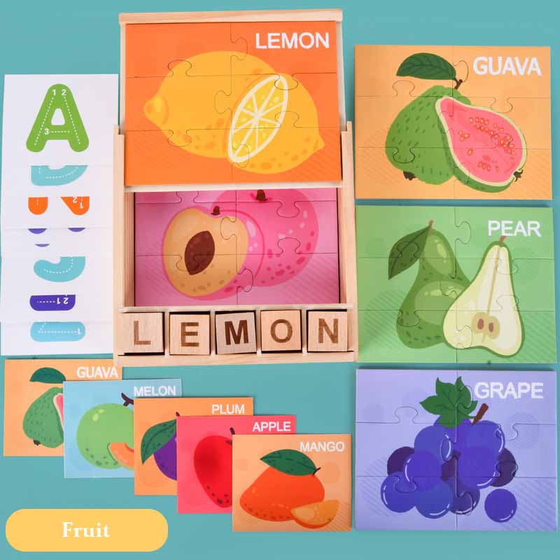 Jeu d'orthographe de l'alphabet en bois Fidtoy, jouet éducatif Montessori pour les enfants d'âge préscolaire et les tout-petits
