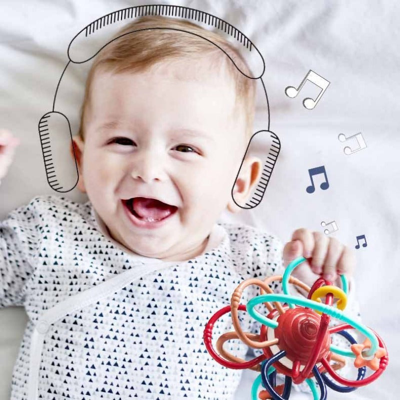 Fidtoy Jouet de dentition pour bébés et tout-petits | Développement sensoriel et motricité fine | Sans BPA, silencieux pour la maison et les voyages