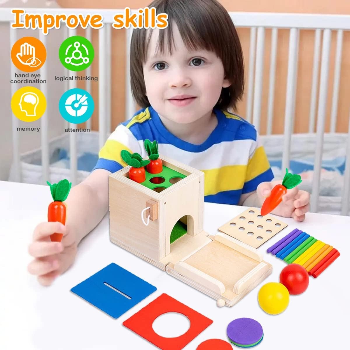 Caja multifuncional de inteligencia de educación temprana Montessori 6 en 1