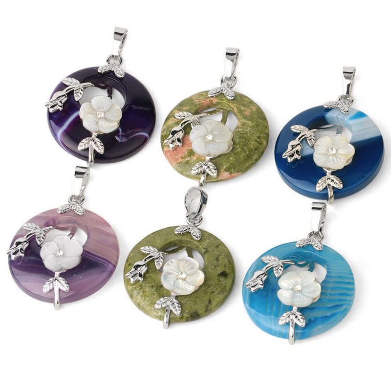 Buddha Stones Various Crystal Amethyst Green Aventurine Flower Healing Necklace Pendant Necklaces & Pendants BS 1