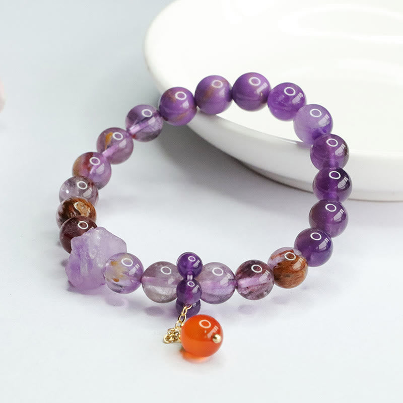 Buddha Stones Natural Amethyst Purple Phantom Gemstone Spiritual Awareness Bracelet Bracelet BS 3